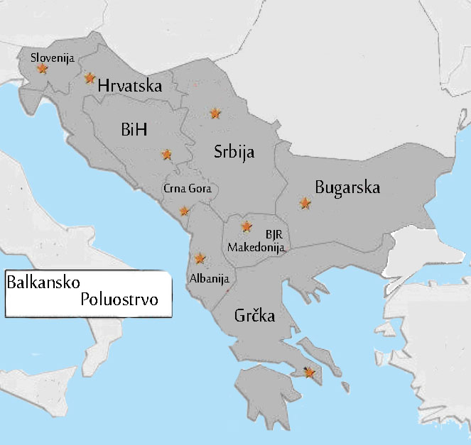 mapa jugoistocne evrope Zemlje Balkanskog poluostrva mapa jugoistocne evrope