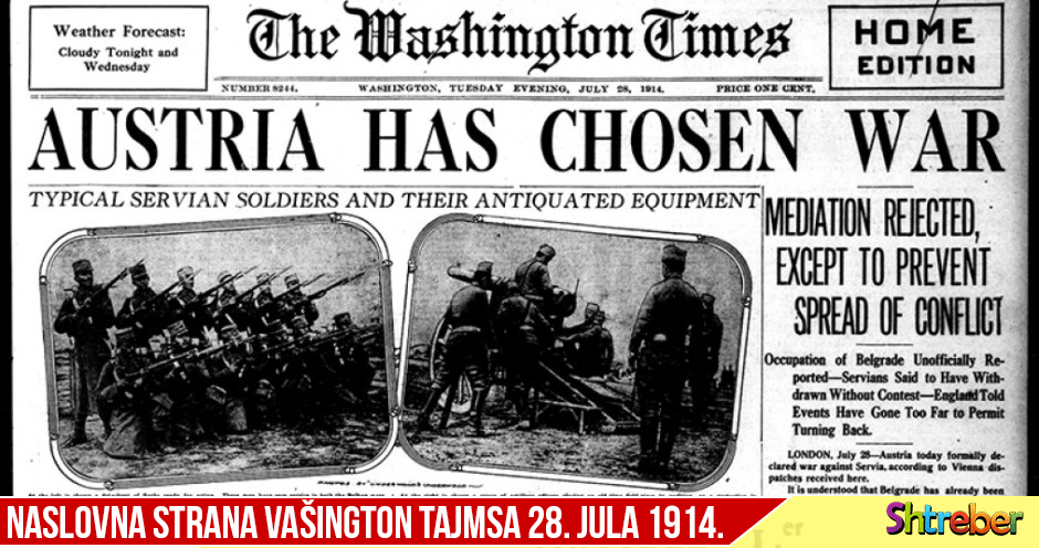 Naslovna-strana-Vašington-Tajmsa-28.-jula-1914-min